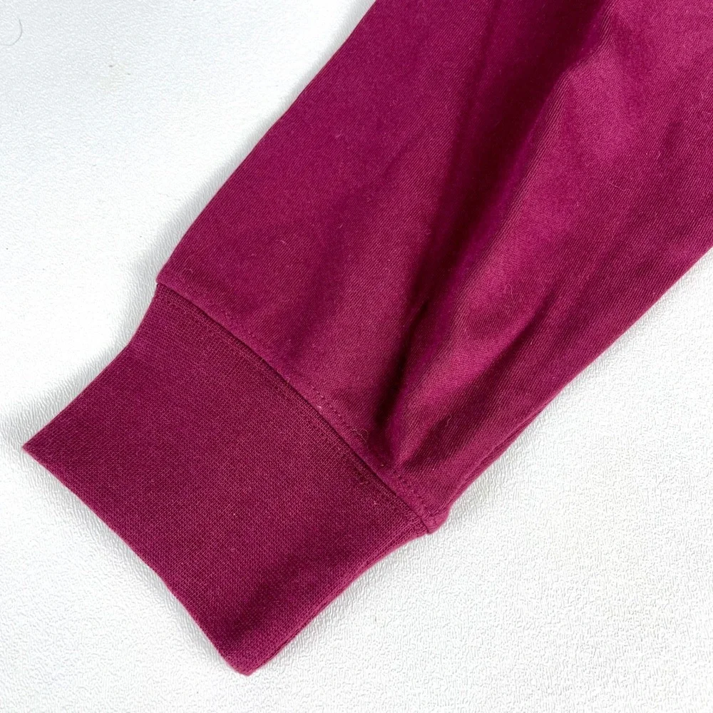 Lands' End Shirt Mock Neck Men Large Burgundy Long Sleeve Cotton Blend L - Picture 5 of 7